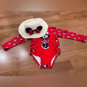 Disney Baby Minnie Mouse Straw Hat and Swimsuit 18-24months
